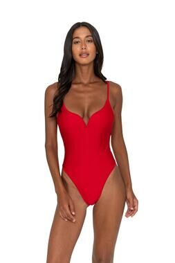 FAE Swim Cleo Sweetheart V-Wire One Piece Hibiscus Sz Large NWT